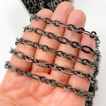 Load image into Gallery viewer, Black Rhodium Sterling Silver Oval and Round Link Chain