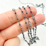 Load image into Gallery viewer, Coated Black Spinel & Round CZ Wire Wrap Chain