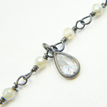 Load image into Gallery viewer, Coated Green Moonstone & CZ Dangle Oxidized Wire Chain