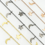 Load image into Gallery viewer, Star & Moon Shapes Dangle Wire Chain
