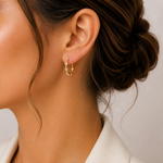 Load image into Gallery viewer, EHA56512. 14K Solid Gold and Diamonds Hoop Earrings