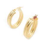 Load image into Gallery viewer, 15850025517. 14K Solid Gold Smooth and Textured Oval Hollow Hoop Earrings