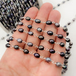 Load image into Gallery viewer, Peacock Pearl Oval Shape Sterling Silver Wire Chain