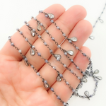 Load image into Gallery viewer, Coated Blue Moonstone & CZ Dangle Oxidized Wire Chain