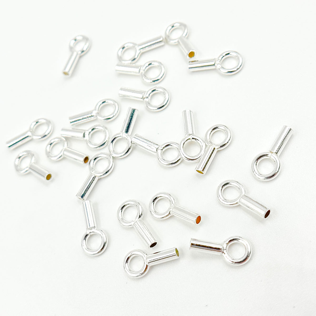 1.2MM White Sterling Silver Crimp Endcap with Ring