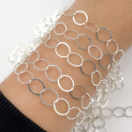 Load image into Gallery viewer, Sterling Silver Flat Round Link Chain