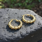 Load image into Gallery viewer, GER145. 14K Hollow Gold Textured Hoop Earrings