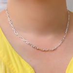 Load image into Gallery viewer, Sterling Silver Diamond Cut Long and Short Link Necklace