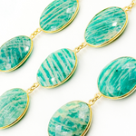 Load image into Gallery viewer, Amazonite Oval Shape Bezel Gold Plated Wire Chain