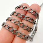Load image into Gallery viewer, Sterling Silver Oxidized Flat Curb Chain