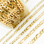 Load image into Gallery viewer, Gold Plated 925 Sterling Silver Flat Figaro Chain