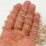 Load image into Gallery viewer, Rose Gold Plated & Silver Long & Short Smooth & Diamond Cut Link Chain