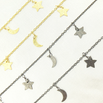 Load image into Gallery viewer, 307SM. Star & Moon Shapes Dangle Wire Chain
