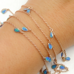 Load image into Gallery viewer, Created Blue Opal Tear Drop Shape Dangle Chain.