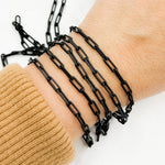 Load image into Gallery viewer, Sterling Silver Black Rhodium Matte Paperclip Chain