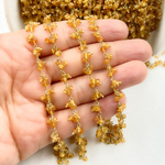 Load image into Gallery viewer, Orange Garnet Cluster Dangle Gold Plated Wire Chain.