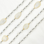 Load image into Gallery viewer, White Moonstone Oxidized Connected Wire Chain.