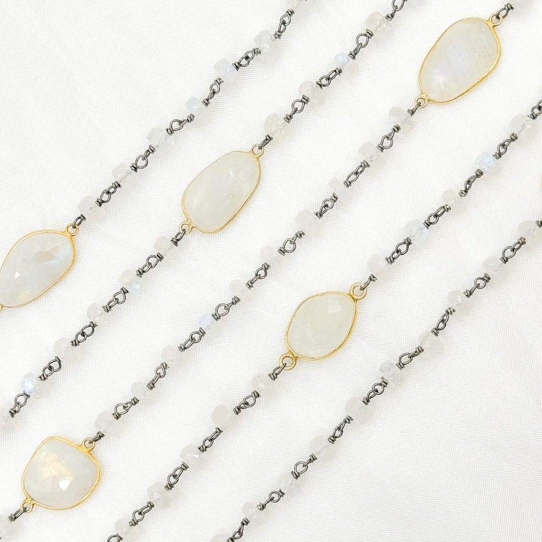 White Moonstone Oxidized Connected Wire Chain.