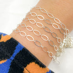 Load image into Gallery viewer, Sterling Silver Flat Long and Short Oval Link Chain