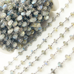 Load image into Gallery viewer, Labradorite Oxidized 925 Sterling Silver Wire Chain.