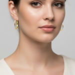 Load image into Gallery viewer, GER56. 14K Solid Tri-Color Gold Round Hollow Hoop Earrings – Classic Hoops