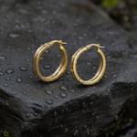 Load image into Gallery viewer, 15850021299. 14K Solid Gold Fancy Hollow Double Hoop Earrings