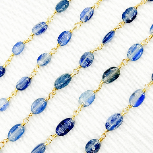 Kyanite Oval Shape Gold Plated Wire Chain.