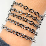 Load image into Gallery viewer, Black Rhodium Sterling Silver Cable Chain