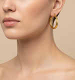 Load image into Gallery viewer, GER2. 14K Solid Gold Textured Hollow Hoops Earrings