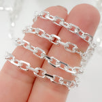 Load image into Gallery viewer, Sterling Silver Twisted & Diamond Cut Rectangle Chain