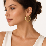 Load image into Gallery viewer, GER67. 14K Gold Hollow Hoop Earrings with Engraved Tornado Design