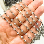 Load image into Gallery viewer, Coated Cyloni Moonstone Black Rhodium 925 Sterling Silver Wire Chain