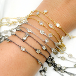 Load image into Gallery viewer, Cubic Zirconia Square Shape Dangle & Connected Wire Chain