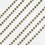 Load image into Gallery viewer, 925 Sterling Silver Gold Plated Black Enamel Cable Link Chain