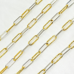 Load image into Gallery viewer, Gold Plated Sterling Silver Smooth & Diamond Cut Paperclip Chain