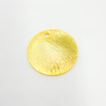 Load image into Gallery viewer, 15MM Gold-plated sterling silver brushed round flat disc charm with a single hole