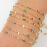 Load image into Gallery viewer, V295OGGF. 14K Gold Filled Olive Green Color Enamel with Paperclip and Diamond Cut Marina Links