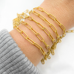 Load image into Gallery viewer, V5GPM. Gold Plated Matt 925 Sterling Silver Paperclip Chain