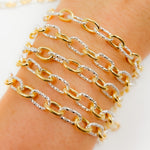 Load image into Gallery viewer, V308TT. Gold Filled and Silver Mixed Link Cable Chain - Smooth & Diamond Cut Links