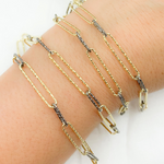 Load image into Gallery viewer, 925 Sterling Silver Two Tone (Yellow Gold, Black Rhodium) Diamond Cut Paperclip Chain.
