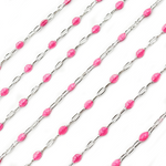 Load image into Gallery viewer, Sterling Silver Pink Color Enamel Cable Chain