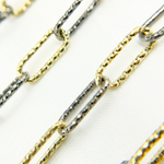 Load image into Gallery viewer, Black Rhodium & Gold Plated 925 Sterling Silver Diamond Cut Paperclip Chain