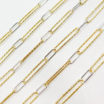 Load image into Gallery viewer, Sterling Silver Smooth and Gold Plated Diamond Cut Paperclip Chain