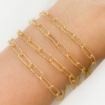 Load image into Gallery viewer, Gold Plated 925 Sterling Silver Smooth & Dimond Cut Link Paperclip Chain