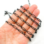 Load image into Gallery viewer, Black Rhodium Matt Sterling Silver Flat Paperclip Long and Short Chain