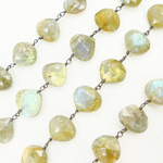 Load image into Gallery viewer, Labradorite Heart Shape Oxidized Wire Chain.
