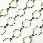 Load image into Gallery viewer, Crystal Hexagon Shape Bezel Oxidized Wire Chain. CR2