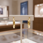 Load image into Gallery viewer, GER59. 14K Gold Diamond Cut Hollow Hoop Earrings