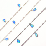 Load image into Gallery viewer, Created Blue Opal Rectangular Shape Dangle Chain.