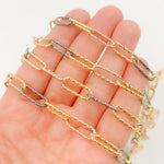 Load image into Gallery viewer, Sterling Silver Gold Plated, Black Rhodium & Rose Plated Paperclip Diamond Cut Link Chain